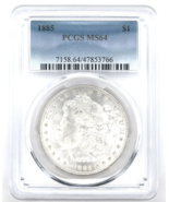 1885 $1 United States Morgan Silver Dollar PCGS MS64 90% Silver - $148.50
