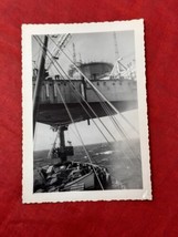 1950s Photo Oil Drill Shore Fixed Rig Ship Real OOAK VTG Black &amp; White Snapshot - £7.72 GBP
