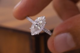 Solitaire 2.5 CT Marquise Cut Moissanite Engagement Ring 925 Silver Ring For Her - £52.53 GBP+