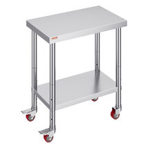 VEVOR Stainless Steel Work Table 30 x 18 x 34  in, 700 lbs Load with 4 W... - $74.99