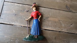 Vintage Cast Iron Victorian Woman Golfer Golf Door Stop 8.5&quot; x 5&quot; Lady Book End - £37.75 GBP