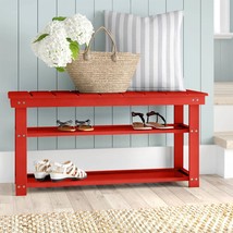 Red Wooden 2-Shelf Shoe Rack Storage Bench for Entryway or Closet - £154.63 GBP
