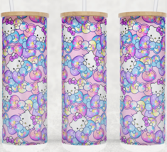 Hello Kitty Bows Frosted GLASS Coffee Cup Tumbler - £15.71 GBP