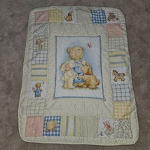 VTG Gerber Teddy Bear Comforter Crib Blanket 30x40 Dog Duck Bunny Yellow Blue - £73.90 GBP