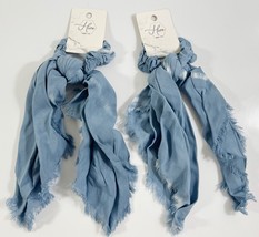 Hive &amp; Co. Blue &amp; White Tie Dye Hair Scrunchie Scarf with frayed edges  (2) - £10.06 GBP