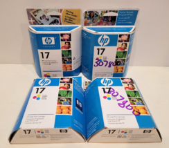 LOT OF 4 HP Inkjet Print Cartridges #17 C6625A Tri-color FREE S/H - £26.44 GBP