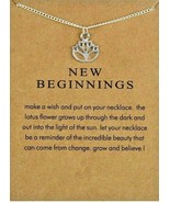 Lotus Flower Carded Pendant Necklace Silver Dip New Beginnings Dainty cl... - £7.35 GBP