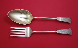 Arabesque by Wendt Sterling Silver Salad Serving Set 2pc GW Frosted w/Crown Mono - £721.09 GBP