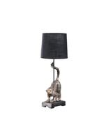 24&quot; Antiqued Gold Monkey Table Lamp With Black Drum Shade - $133.49