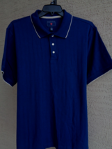 NWT MENS SADDLEBRED  XL JERSEY KNIT TEXTURED TONAL STRIPED  POLO SHIRT NAVY - $17.81