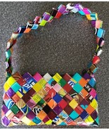 Handcrafted ~ RETRO Candy Wrapper Purse ~ Zipper Closure ~ SMALL Shoulde... - $42.10 CAD
