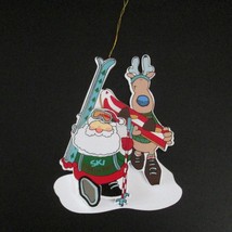 Vintage Kersten Brothers Skiing Santa Wood Christmas Ornament Kersten Bros - £14.31 GBP