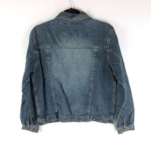 One by One Womens Denim Jacket Vintage Retro Trucker Medium Wash Fading ... - £22.78 GBP