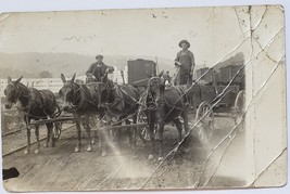 Horse-Driven Delivery wagons vintage Photographic Postcard - $4.95