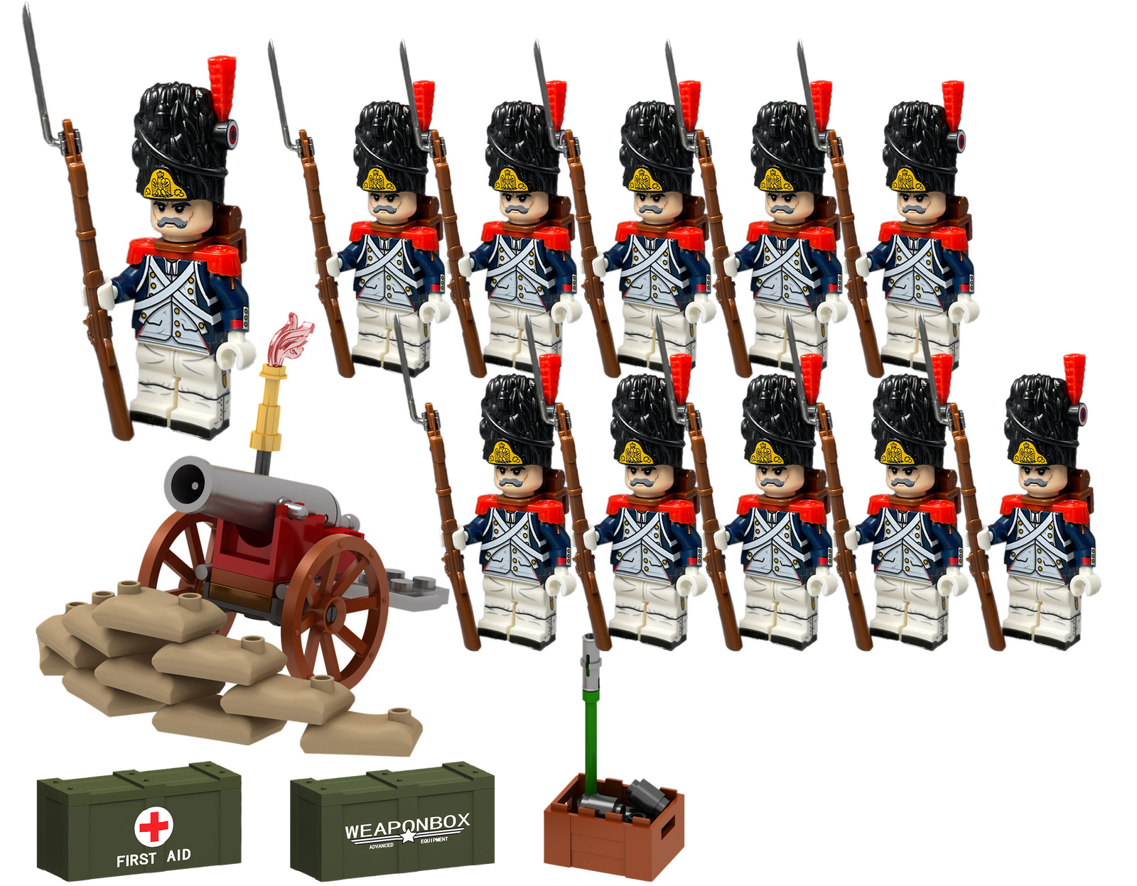 Grenadiers of the Old Guard Custom 11 Minifigures with Weapons & Accessories