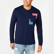 American Rag Mens Shirt, Henley Patchwork Pocket, Size L - £15.70 GBP