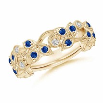 Authenticity Guarantee 
ANGARA Nature Inspired Round Blue Sapphire &amp; Diamond ... - £904.15 GBP