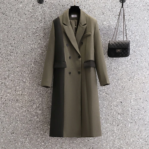 SuperAen Oversize Women&#39;s   Color Blocking Long Suit Windbreaker Coat Loose Autu - £160.39 GBP