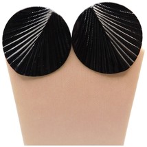 Pierced Women Earrings Elegant Stripes Design Black Enamel Metal Studs Fashion - £7.82 GBP