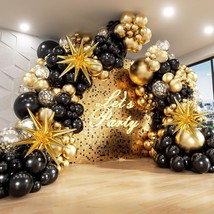 FOTIOMRG Black and Gold Balloons Garland Arch Kit, 5 10 12 18inch Black ... - £18.46 GBP