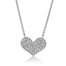 Women&#39;s Round Simulated Diamond Cluster Heart Pendant Silver Plated Necklace 16&quot; - £65.79 GBP