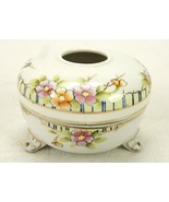Porcelain Hair Receiver, Vanity Jar, 3 Feet, Hand Painted Floral, Vintag... - €25,31 EUR
