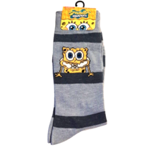 SpongeBob Squarepants Men&#39;s Crew Socks 1 Pair Size 6-12 Blue Yellow New - £11.19 GBP