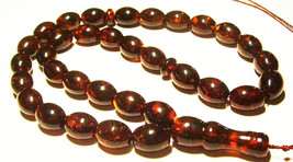 Islamic 33 Prayer Beads Natural Baltic Amber misbaha Tasbih pressed  27gr B308 - £60.23 GBP