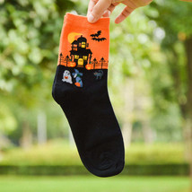 Orange and Black Haunted House Socks - £5.42 GBP