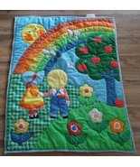 Vintage Kids Apple Tree Rainbow Happy Sun Quilt Throw Retro Wall Hanging... - $41.83