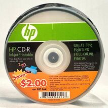 25 HP 52X Write Once CD-R Spindle with Ink Jet Printable Surface NEW - $7.49