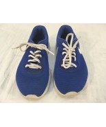 NIKE POLYESTER BLUE WHITE SWOOSH LACE UP CHILDREN&#39;S sz3Y RUNNING ATHLETI... - £12.46 GBP