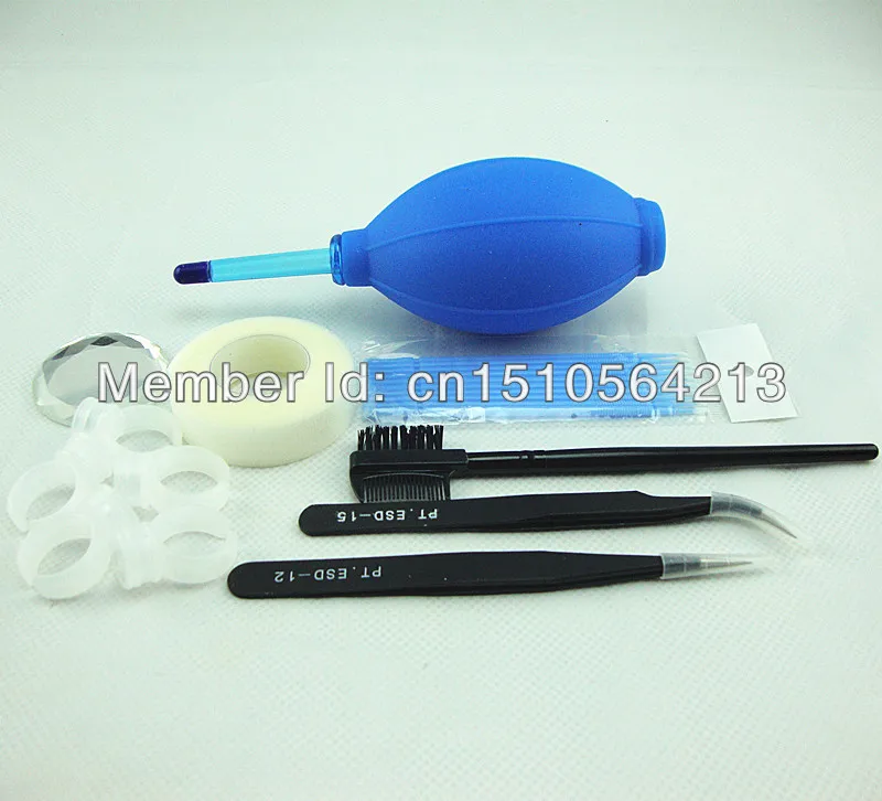 Ndividual extension eyelash pump crystal plate the micro brush tweezers makeup tool kit thumb200