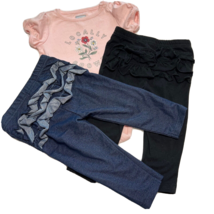 Baby Girl 6-9 month One piece shirt and 2 ruffle pants 3 pieces Garanimals - $7.91