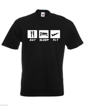 Mens T-Shirt Quote Eat Sleep Fly, Plane Airplane TShirt, Airforce Hawx Shirt - £19.46 GBP