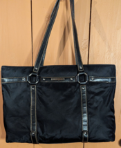 Tommy Hilfiger Large Black Leather Nylon Shoulder Bag Purse Tote Handbag... - $25.12