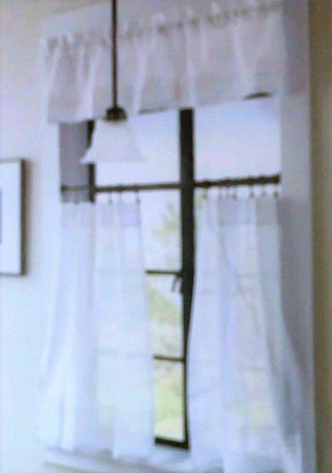 3 Pc DKNY White Modern Breeze Small Window Curtains Valance Tier Set - $14.97