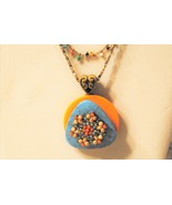 Orange Aqua Button Necklace - £28.36 GBP