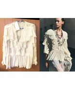 NWT ZARA ZW COLLECTION LACE RUFFLE BLOUSE -M - $79.99