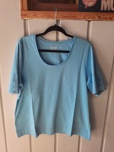 Chico&#39;s Cotton Button Short Sleeve Tee Chico&#39;s 3 L/XL NWT - £17.03 GBP