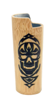 Smokezilla Sugar Skull Etched Wood Metal Lined Bic Cigarette Lighter Case - $9.89