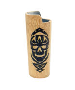 Smokezilla Sugar Skull Etched Wood Metal Lined Bic Cigarette Lighter Case - $9.89