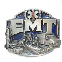 EMT Enamel Belt Buckle Emergency Medical Technician First on Scene Vintage 1990 - £11.98 GBP