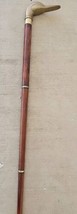DUCK HANDLE WALKING. STICK CANE SOLID BRASS HANDLE WOODEN BROWN STICK FO... - £27.10 GBP