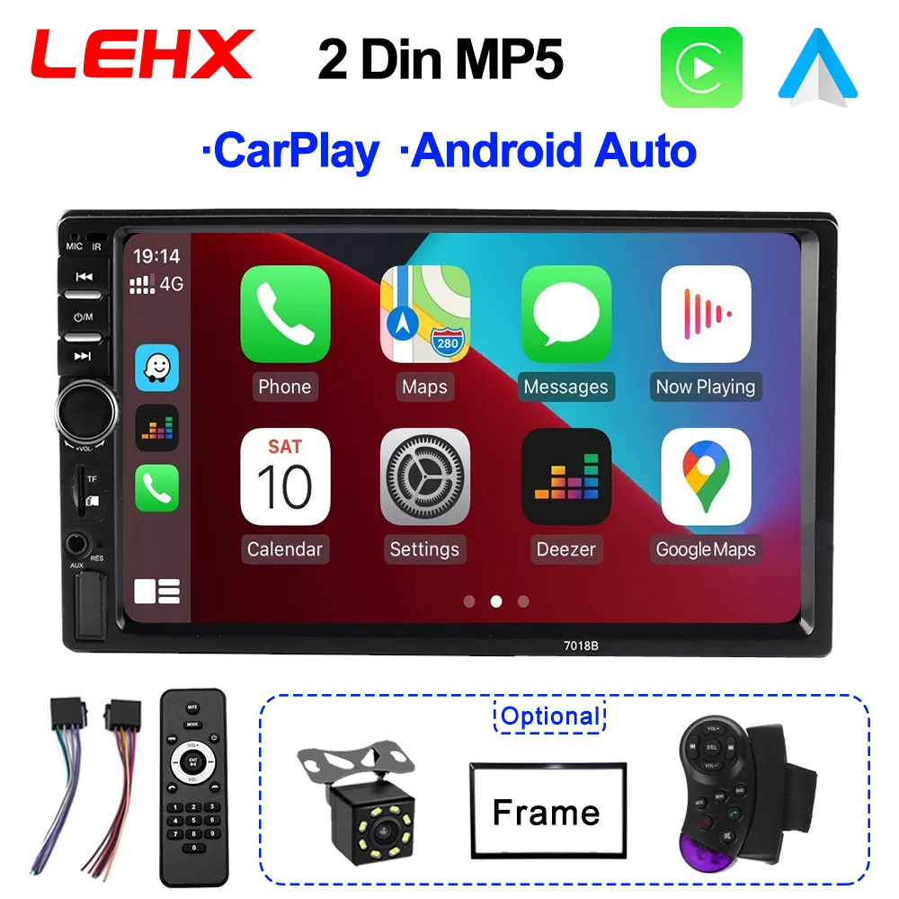 Lehx 2 din car radio stereo fm audio stereo mp5 player bluetooth 7 touch screen usb thumb200