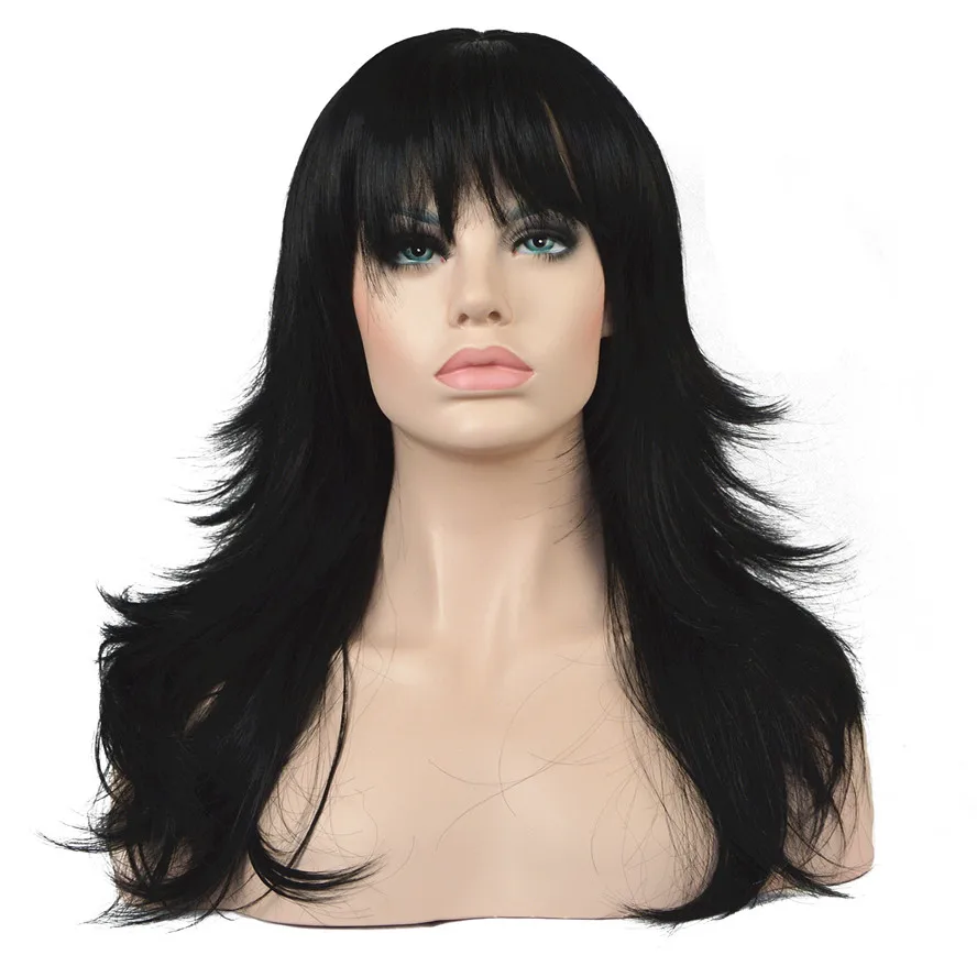 StrongBeauty Wig Natural Layered Long Straight Hair Synthetic Hair Brown/Black - $24.03