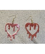 Acrylic Resin Handmade Hearts Teardrops Goth Red Earrings 2 Inch - $9.99