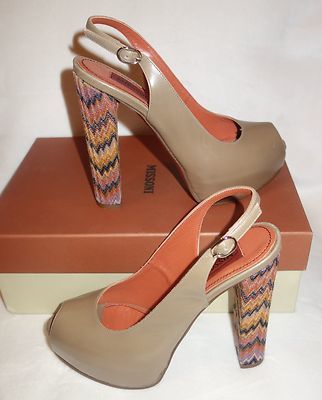 MISSONI platform slingback heels pumps shoes peep toe Italy 38 NEW $745 - £274.81 GBP