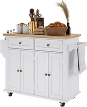 Sogeshome Kitchen Island Cart With Storage Kitchen Cart Sideboard, White&amp;Maple - £208.54 GBP