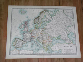 1907 Antique Map Of Europe German Austria Russia Empire Poland France Turkey - £21.42 GBP